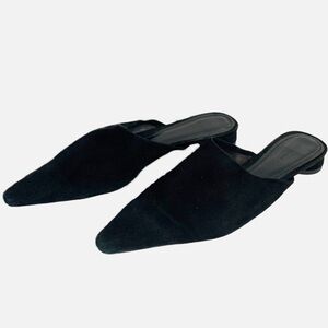 Zara Woman Faux Micro Suede Leather Pointed Toe Slip On Mule Round Heel 🖤